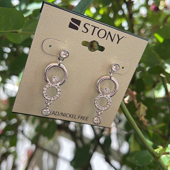 Silver Rhinestone Earrings - Picture 7 of 11